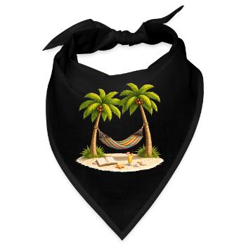 Hängematte zwischen Palmen am Strand  - Bandana - Schwarz - Vorne