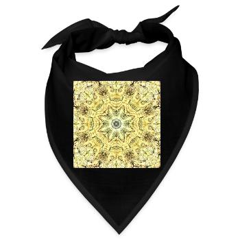Kaleidoskopisches Gelbgrün Mandala - Bandana - Schwarz - Vorne