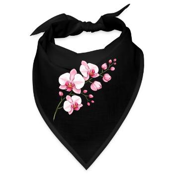 Orchidee Blütenzweig Illustration Florales Motiv - Bandana - Schwarz - Vorne