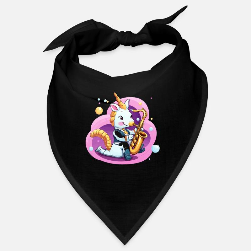 Saxophone licorne dans un tourbillon rose Bandana