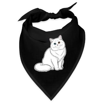 Weiße Katzen-Angora-Augen Minnows-Porträt Elegant - Bandana - Schwarz - Vorne