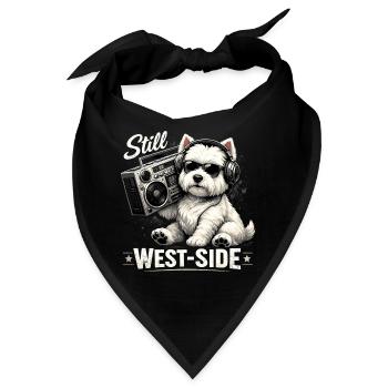 Cooler Westie mit Boombox: Still West-Side - Bandana - Schwarz - Vorne