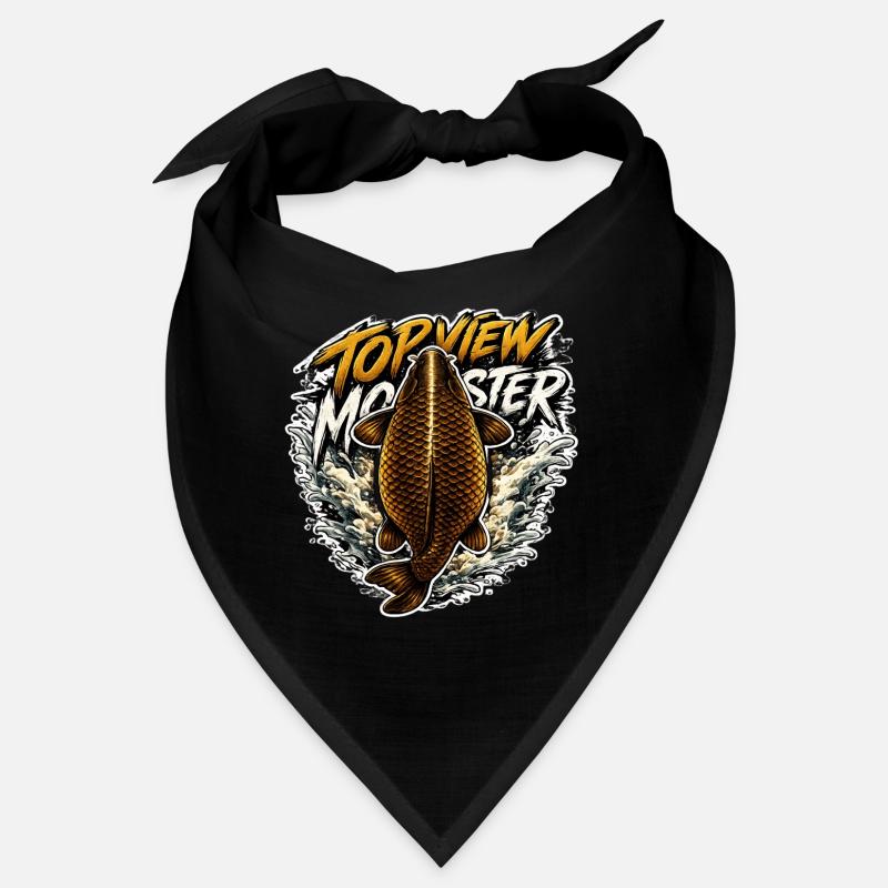 Draufsicht Karpfen-Spritzfischen-Design Bandana