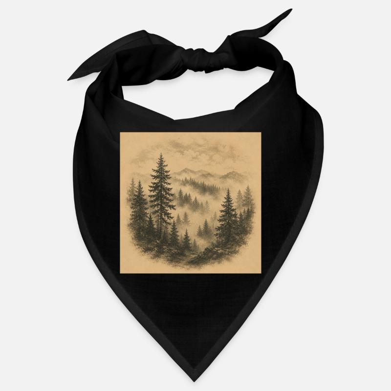 Paysage de brume forestière de Sépia Bandana
