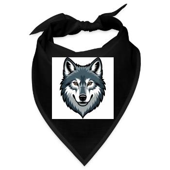 Wolfskopf – stilisierte Illustration - Bandana - Schwarz - Vorne