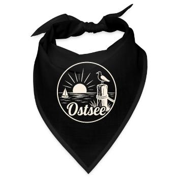 Ostsee Segelboot Möwe Sonnenuntergang - Bandana - Schwarz - Vorne