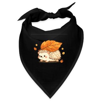 Herbstigel mit Ahornblatt - Bandana - Schwarz - Vorne