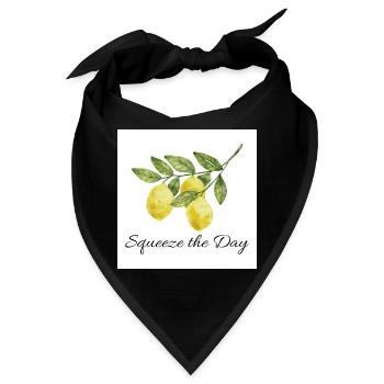 Squeeze the Day Lemon Botanical Design - Bandana - Schwarz - Vorne