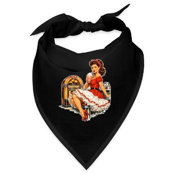 Rockabilly Pin-Up Girl im 50s Retro Diner - Bandana - Schwarz - Vorne