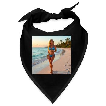 Blauer Bikini am Tropenstrand - Bandana - Schwarz - Vorne