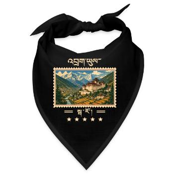 Bhutan Paro Vintage Reisemarke - Bandana - Schwarz - Vorne