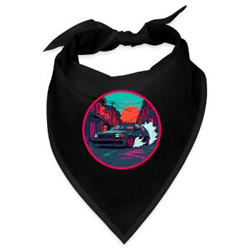 Retro 80er Midnight Alley Hatchback-Kunst - Bandana - Schwarz - Vorne