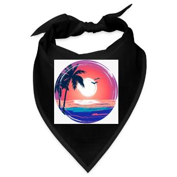 Sonnenuntergangs-Palmenkreis Ozean-Leuchten - Bandana - Schwarz - Vorne