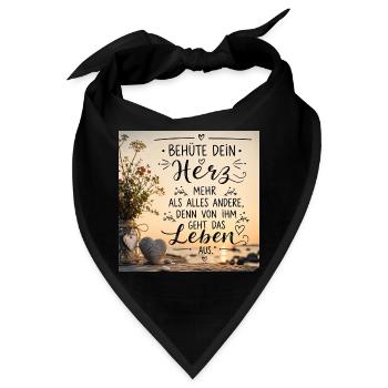 Behüte dein Herz Lebensquelle - Bandana - Schwarz - Vorne