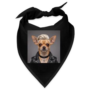 Rocker Chihuahua in Lederjacke - Bandana - Schwarz - Vorne