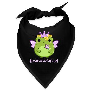 Fee Frosch mit Zauberstab Flügeln und Krönchen  - Bandana - Schwarz - Vorne