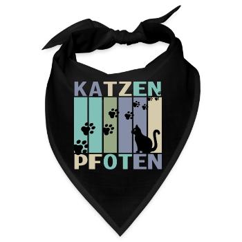 Katzen Pfoten Retro Design - Bandana - Schwarz - Vorne