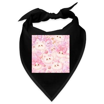 Kawaii-Weißkatzen und rosa Schleifen - Bandana - Schwarz - Vorne