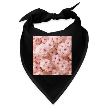 Kirschrosa zarte Blumen - Bandana - Schwarz - Vorne