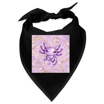 Axolotl Purple Metallic auf Goldmarmor - Bandana - Schwarz - Vorne