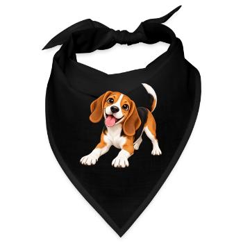 Fröhlicher Beagle Clipart - Bandana - Schwarz - Vorne