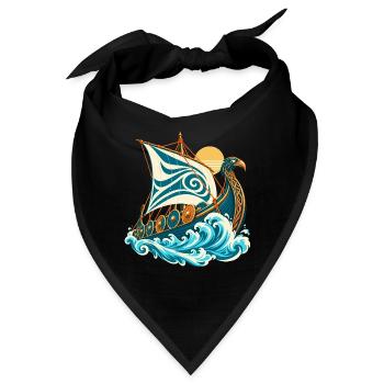 Wikinger Drachenschiff Drakkar Nordische Mythologi - Bandana - Schwarz - Vorne