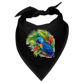 Tropischer Blauparrot im Tropenwald - Bandana - Schwarz - Vorne