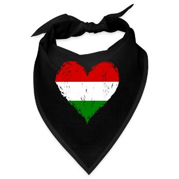Ungarn Flagge Herz used - Bandana - Schwarz - Vorne