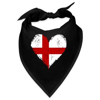 England Herzflagge Grunge - Bandana - Schwarz - Vorne