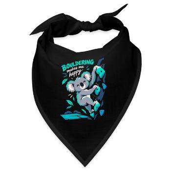 Süßer Koala beim Bouldern – Klettern Spruch - Bandana - Schwarz - Vorne
