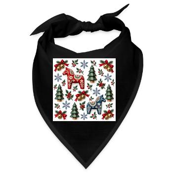 Dala-Stil-Weihnachtsvolkspferde - Bandana - Schwarz - Vorne