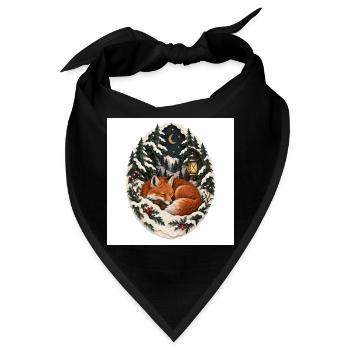 Schlafender Fuchs im Schneewald-Mondlicht - Bandana - Schwarz - Vorne