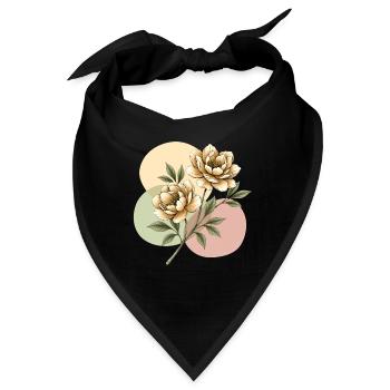 Pastellblüten Illustration - Bandana - Schwarz - Vorne