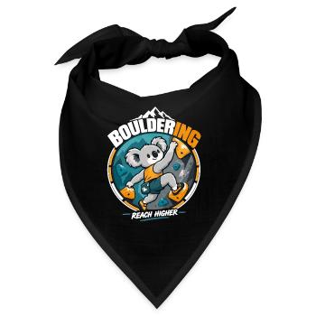Bouldern Koala: Süßer Kletterer – Reach Higher - Bandana - Schwarz - Vorne