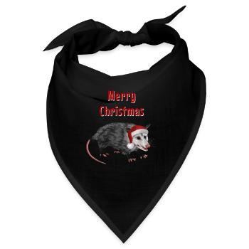 Merry Christmas Opossum - Mit Weihnachtsmütze - Bandana - Schwarz - Vorne
