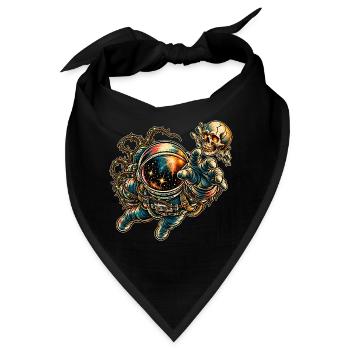 KOSMISCHER ROCKER | Leuchtender Schädel im All - Bandana - Schwarz - Vorne