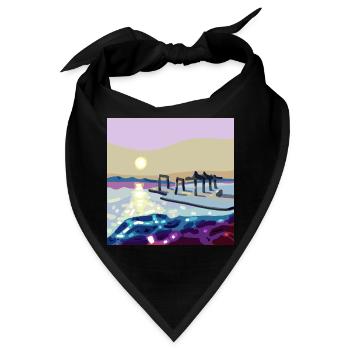 Westlich über die Wellen mit einem Pier - Bandana - Schwarz - Vorne