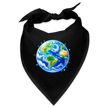 Weltkugel in Farbglanz - Bandana - Schwarz - Vorne
