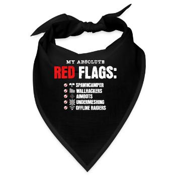 Gamer Red Flags Grafik – Lustiges Gaming Design - Bandana - Schwarz - Vorne