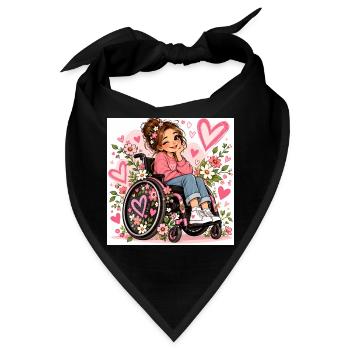 Herzblumen Rollstuhl-Design - Bandana - Schwarz - Vorne
