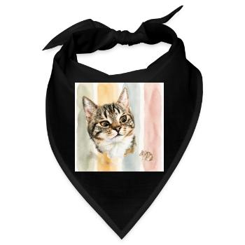 Pastellkatze Aquarellstreifen Katze Maus - Bandana - Schwarz - Vorne