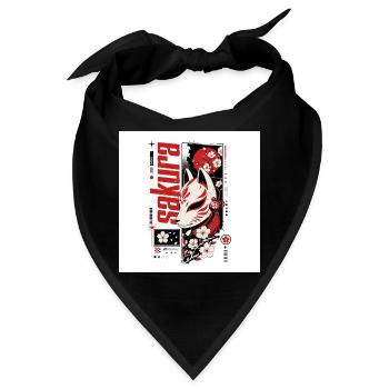 Streetwear Design "Sakura Kitsune" - Bandana - Schwarz - Vorne