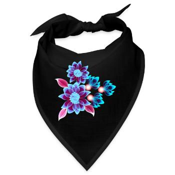 Hypnotische Blumen - Neonblumen - Bandana - Schwarz - Vorne