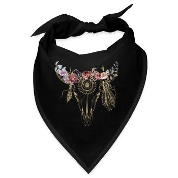 Boho Style / Blumen / Skull / Design - Bandana - Schwarz - Vorne