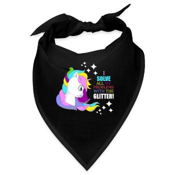 Einhorn Glitzer Probleme Löser Geschenkidee - Bandana - Schwarz - Vorne