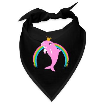 Regenbogen Delfin goldene Krone Rosa - Bandana - Schwarz - Vorne