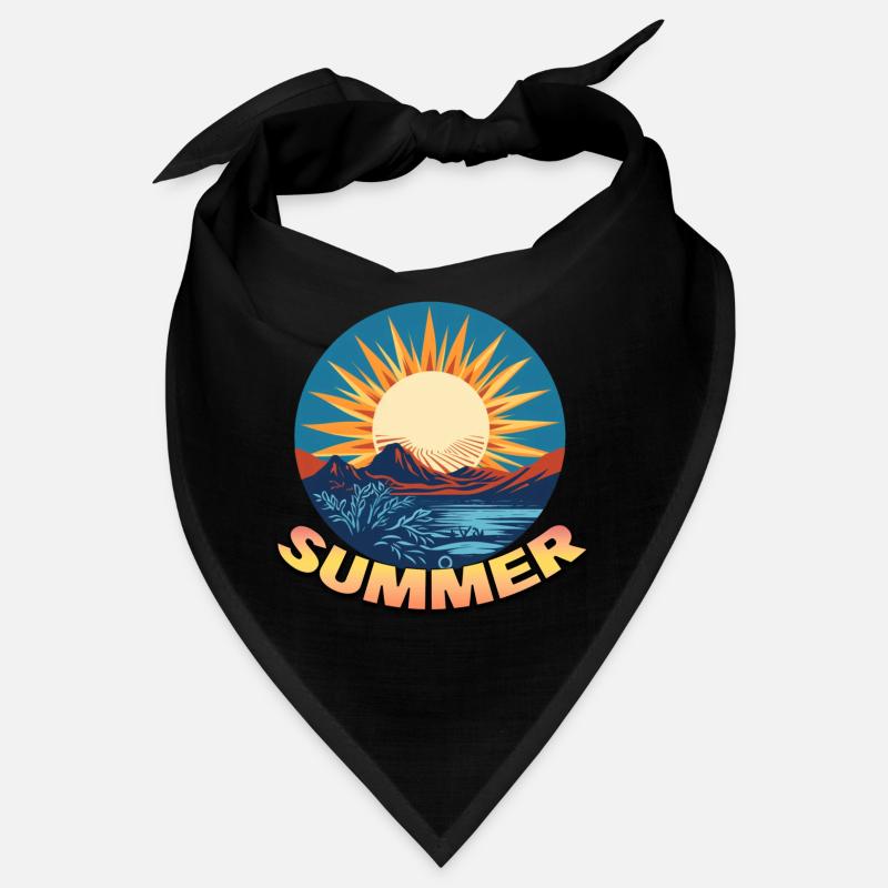 Logo du coucher de soleil d’été - Bandana - noir