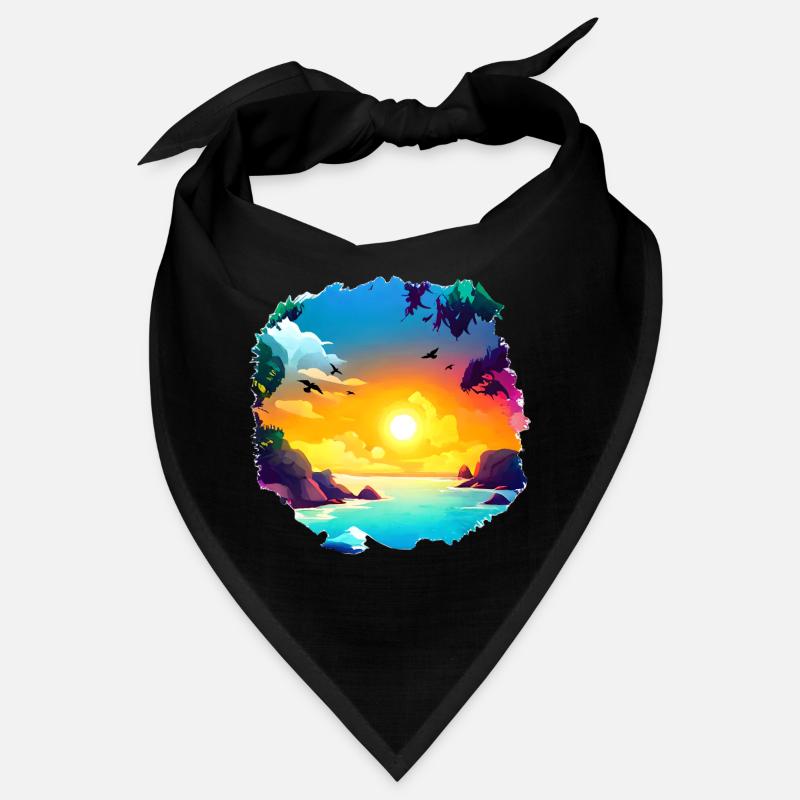 Aquarelle de plage de coucher de soleil d’été Bandana