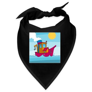 Buntes Bild eines lustigen Schleppers - Bandana - Schwarz - Vorne