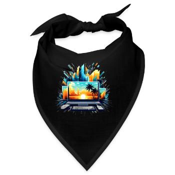 Stadtlandschaft Sonnenuntergang Computerchaos - Bandana - Schwarz - Vorne